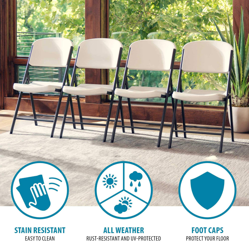 Commercial Grade Folding Chairs, 4 Pack, Almond