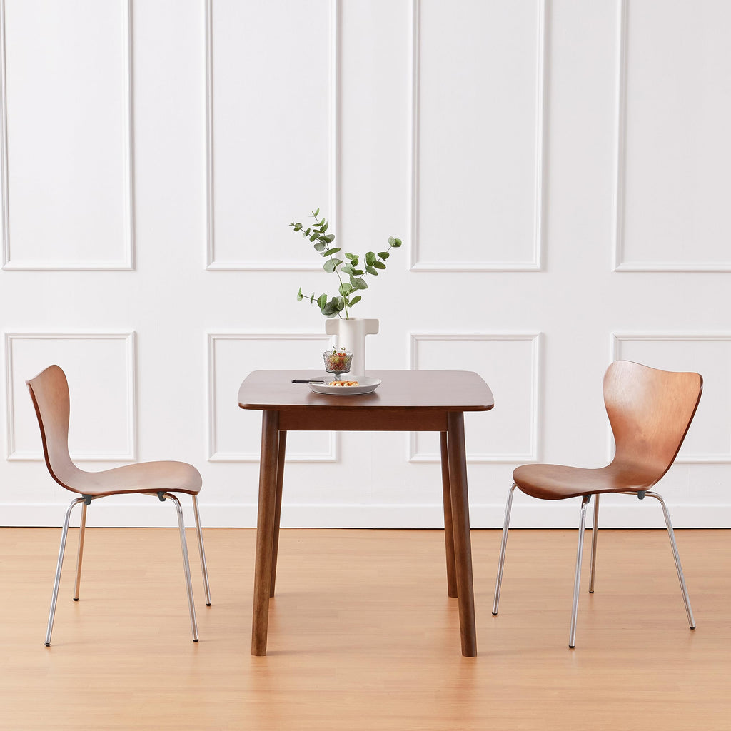 No.7 Mid-Century Modern Wooden Dining Chairs Set of 2, Contemporary Stackable Bentwood Kitchen Interior Armless