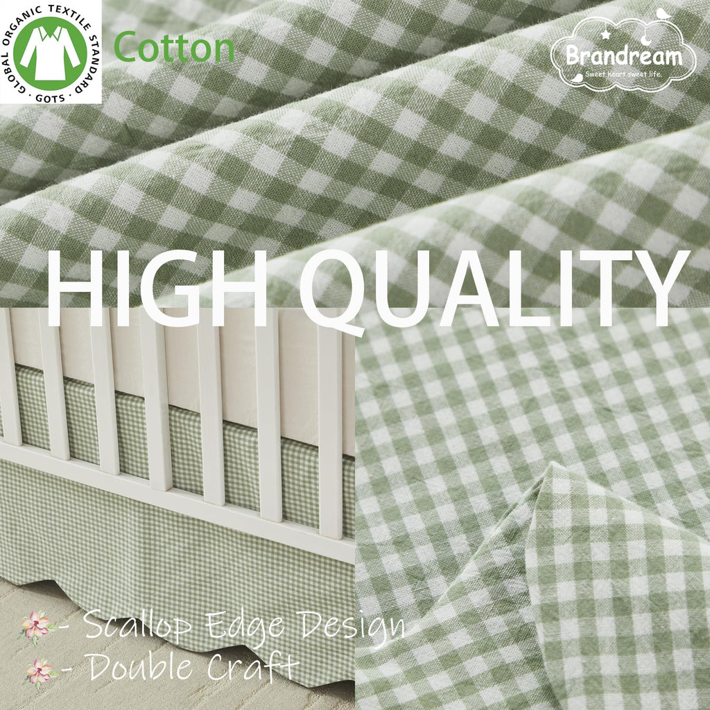 Scallop Edge Cotton Crib Skirt, Baby Boy, Baby Girl, Gender Neutral Crib Skirt Toddler Bedskirt Farmhouse Chic