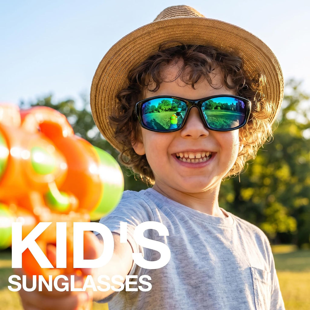 Kids Sunglasses Polarized UV400 TPE with Strap for Boys Girls RBK037