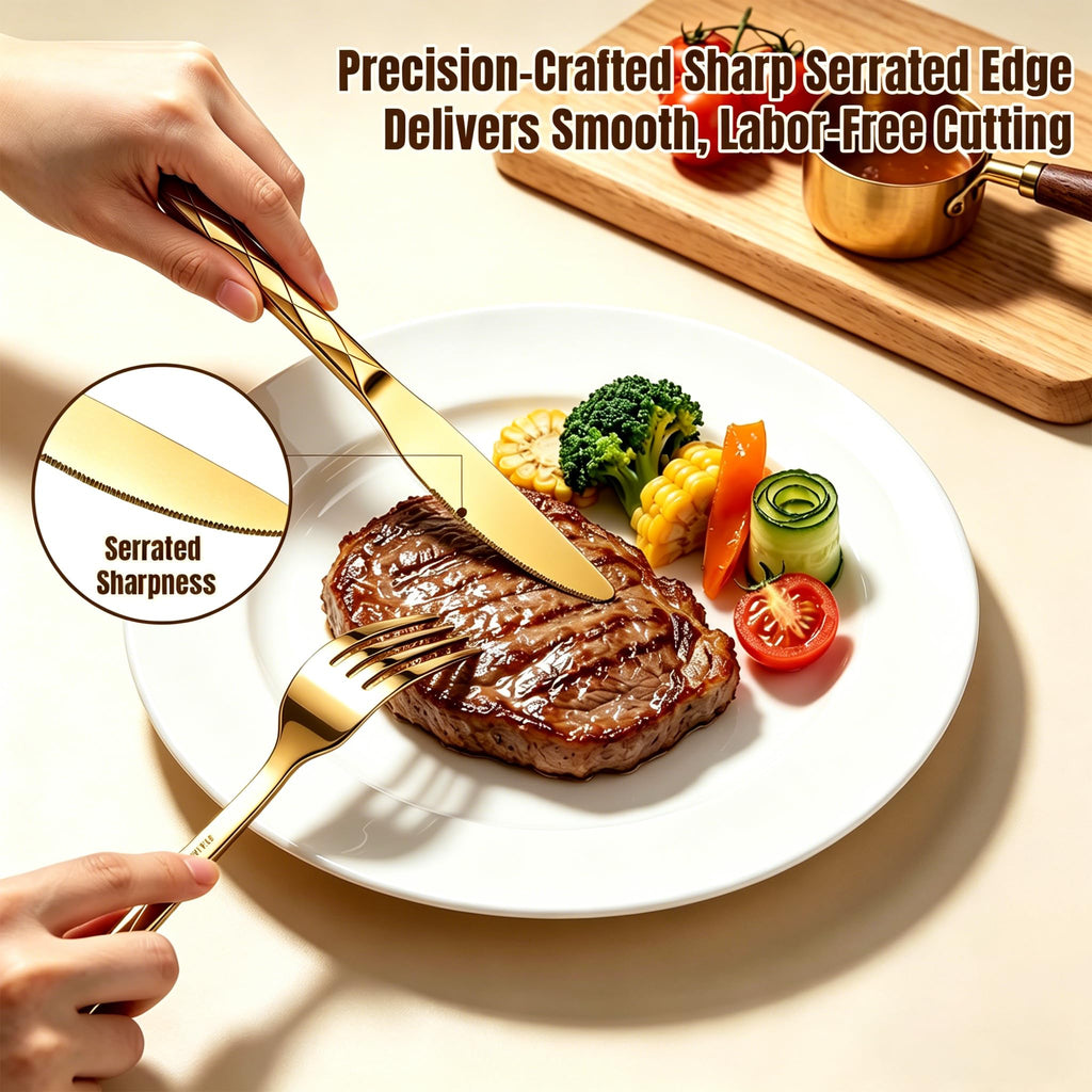 20-Piece Gold Silverware Set Flatware Set for 4 Modern Cutlery Set