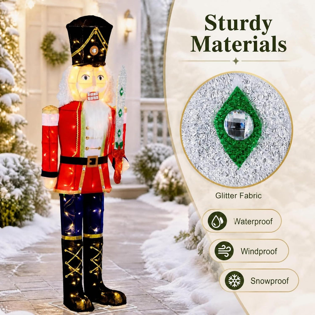 5 FT Nutcracker Christmas Decor Outdoor with 100 LED Lights (2)