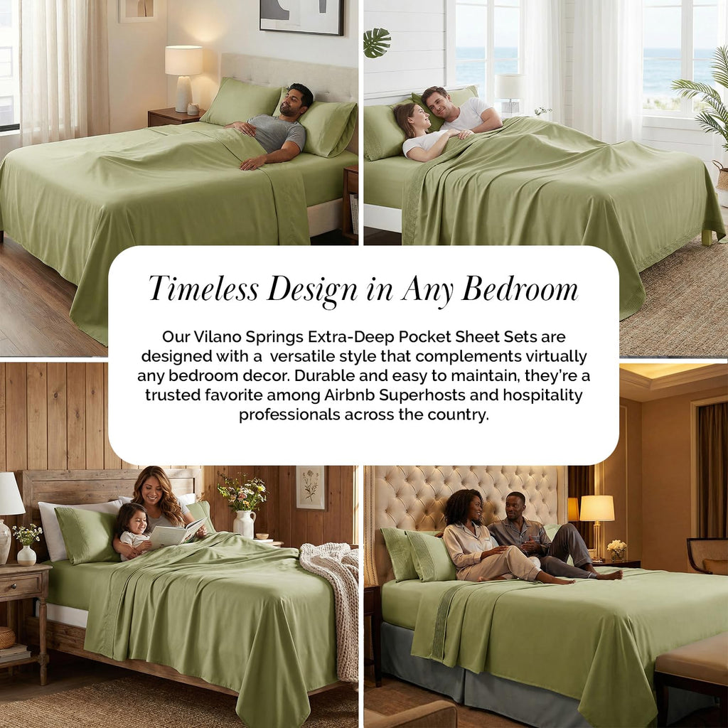 Fine Living Inc. Split King Bed Sheets 5-Piece Set | 21" Extra Deep Pocket with 2 Pillowcases | Hotel Luxury Quality