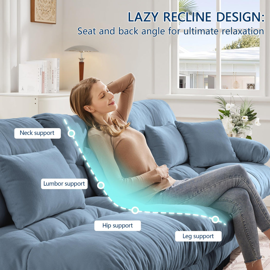 Loveseat Modular Sectional Sofa, U Shaped Couch with 2 Ottoman, Light blue