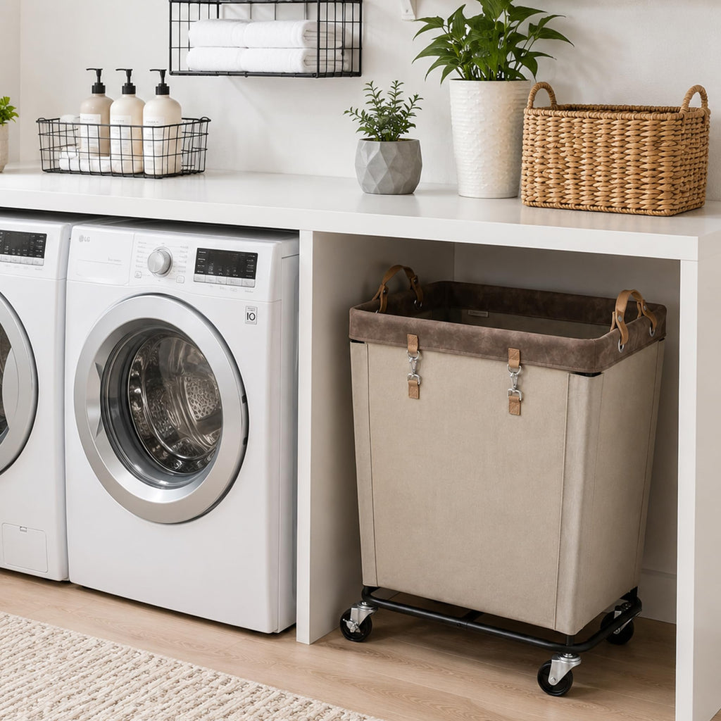 210L Laundry Basket with Wheels, Rolling Hampers for Clothing