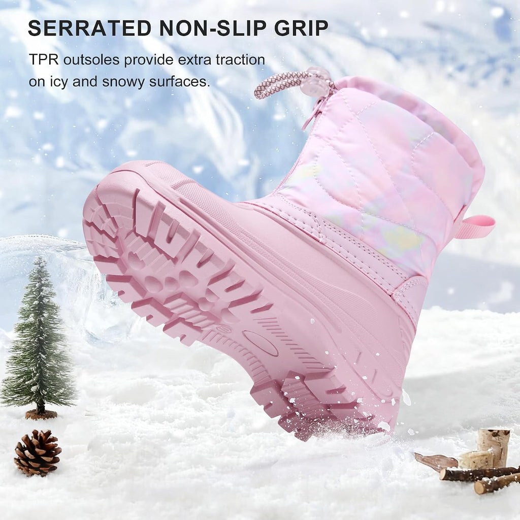 Girls Snow Boots with Zipper Kids Boys Winter Outdoor Boots