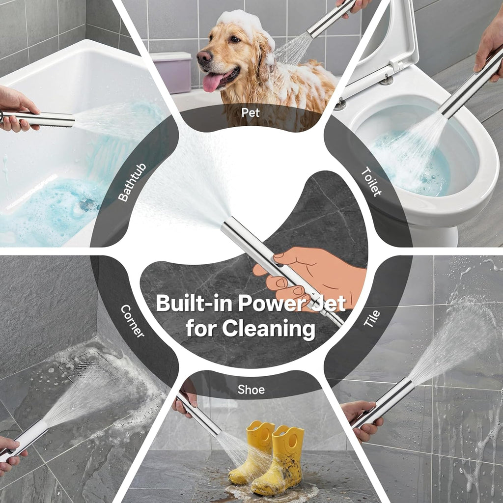 All Metal 10" Shower Head with Handheld, Luxurious Square Double Rain Shower Heads,Power Wash Wand,Dual High Pressure