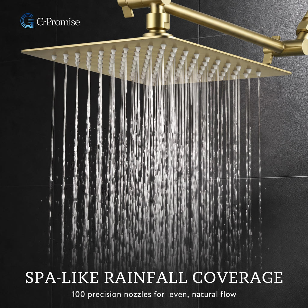 All Metal 8-Inch Dual Square Shower Head Combo, Rain Shower Head, Handheld Shower Wand with 71-Inch Extra Long Hose