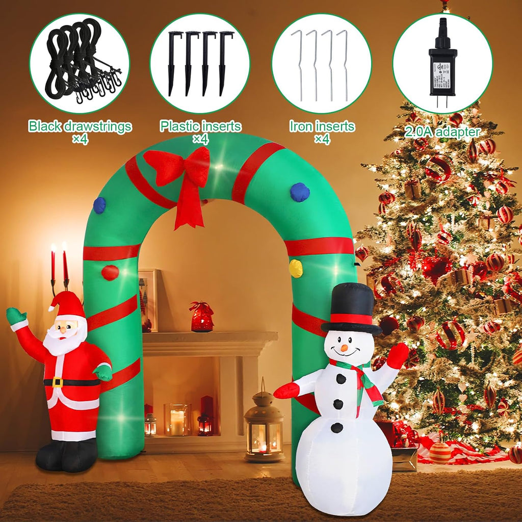 10ft Christmas Inflatable Outdoor Decoration Inflatable Yard Decoration Inflatable Santa Claus and Snowman Arch