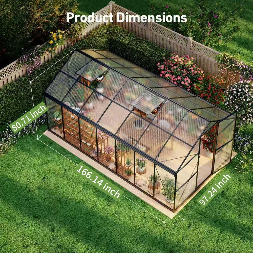 8x14 FT Greenhouse with Hygrometer, Windproof UV Protection Green Houses