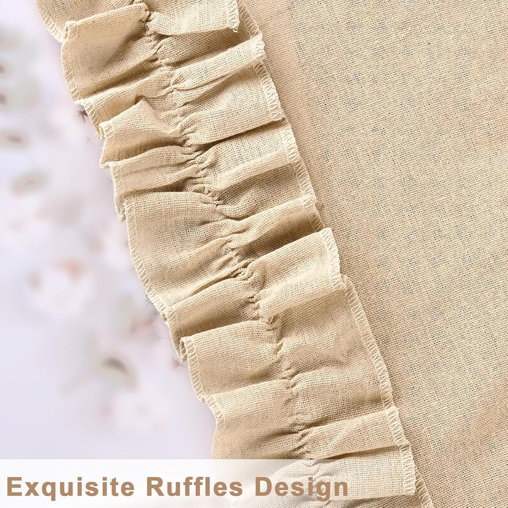 Linen Valances for Windows Farmhouse Window Valances with Ruffle Rustic Country Light Filtering Kitchen Valance