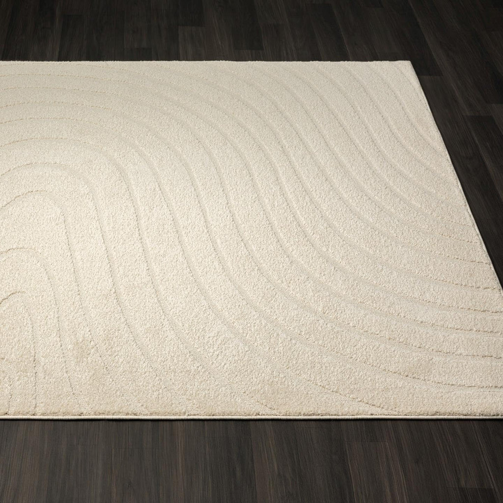 Modern Geometric Wave Cream 8x10 Area Rug