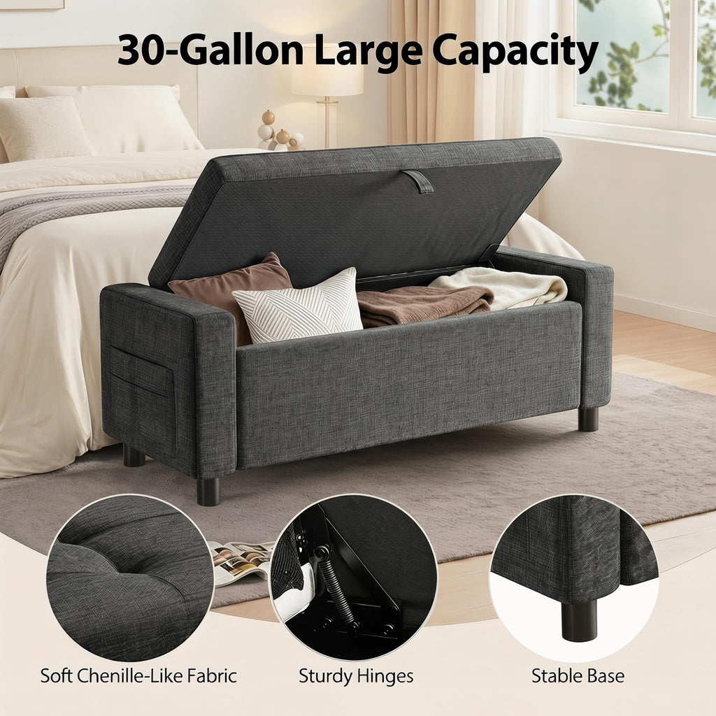 Upholstered Bench Rectangle Ottoman with Storage Modern Benches