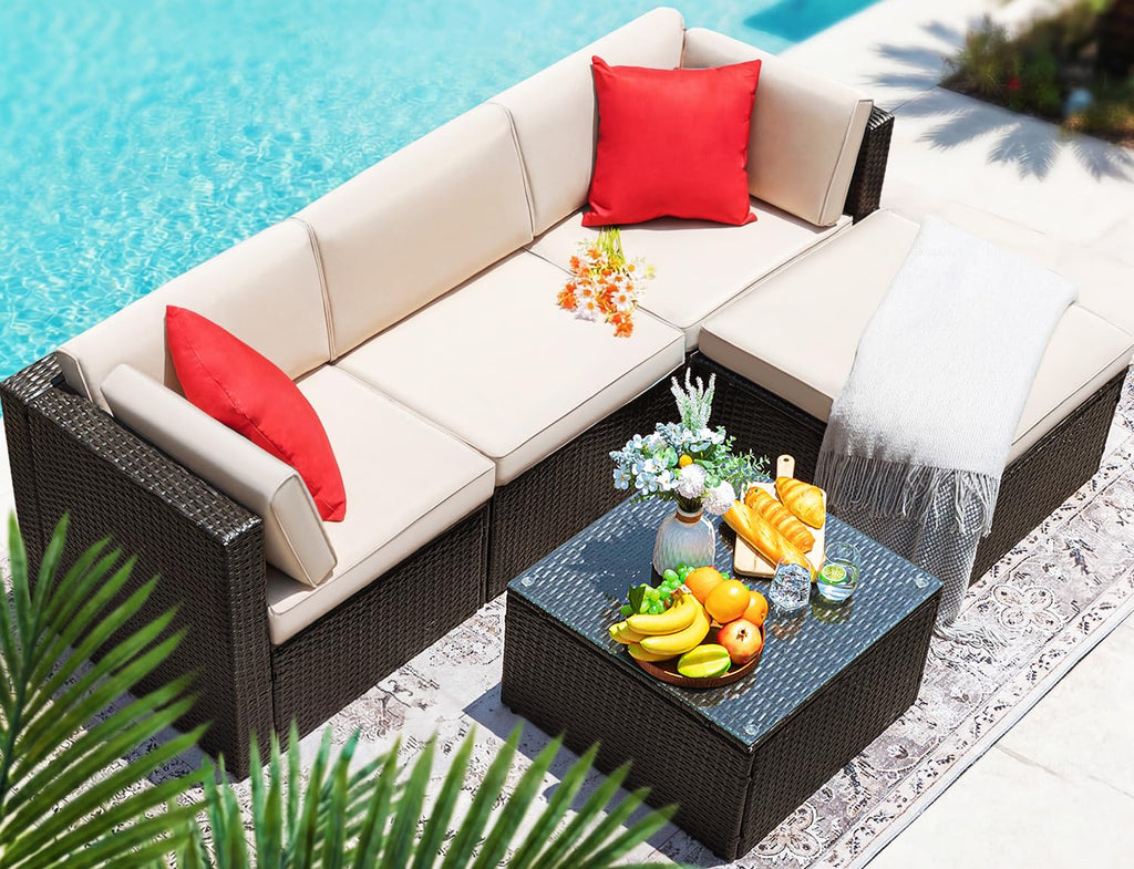 5 Pieces Patio Furniture Sets Outdoor Sectional Patio Sofa