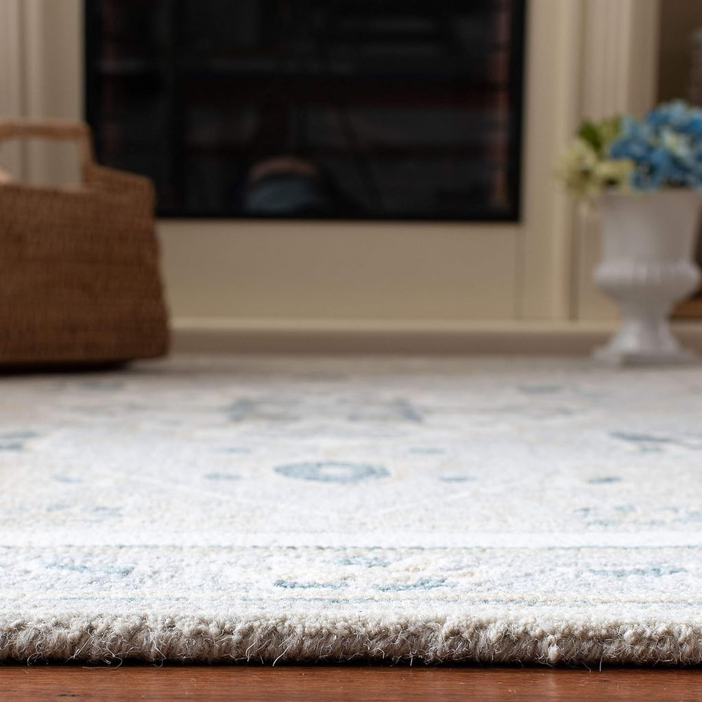 Micro-Loop 10' x 14' Light GreyIvory Handmade Medallion Premium Wool Dining Area Rug