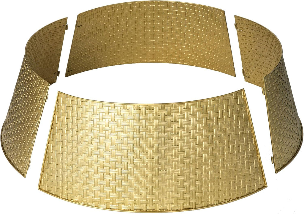 40.5" D Gold Metal Weave Tree Collar, Decorative Tree Stand Cover Tree Ring for Christmas Decor
