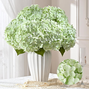 6Pcs 21" Real Touch Hydrangea Artificial Latex, Green