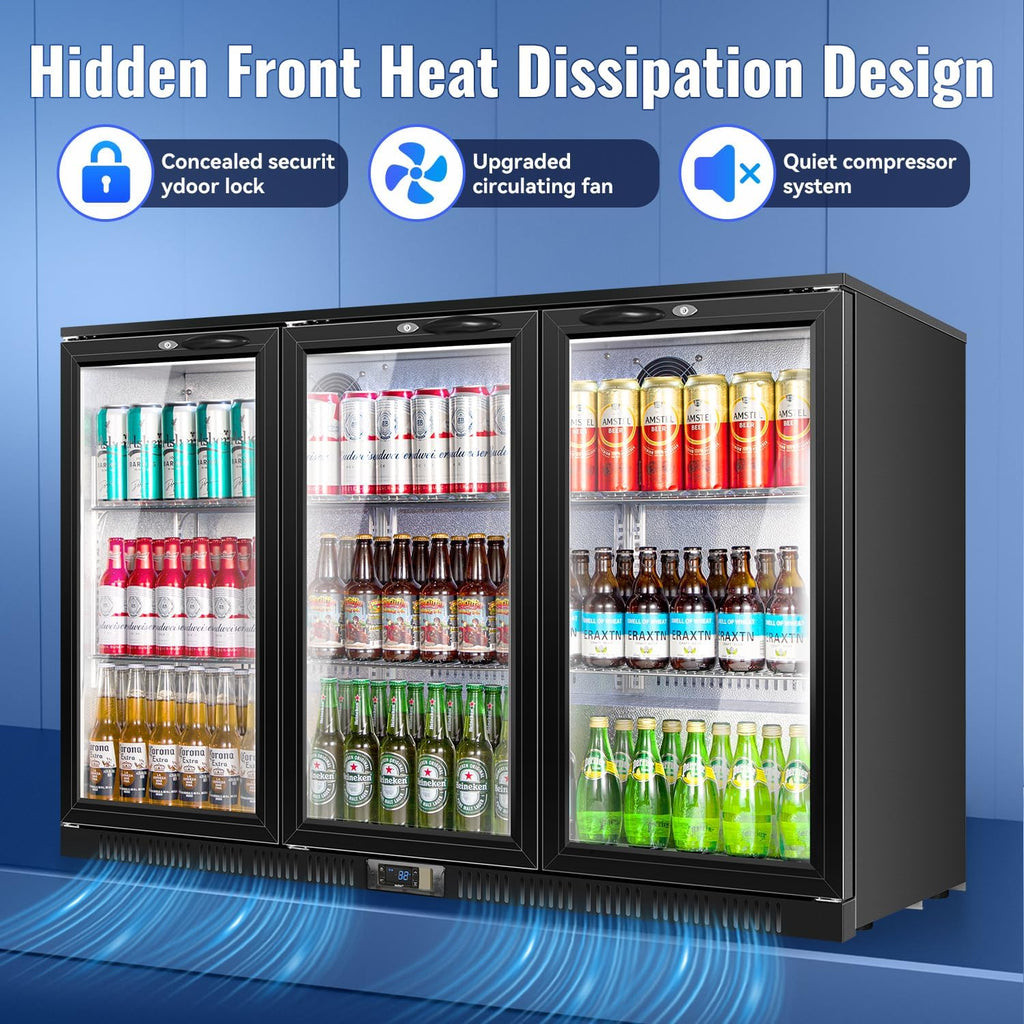 Back Bar Cooler With 3 Glass Doors, 312L Under Counter Back Bar Refrigerator wit