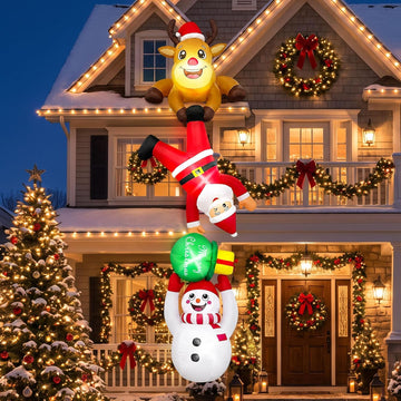 12FT Christmas Inflatables Outdoor Roof Yard Decoration, Funny Xmas Blow Up