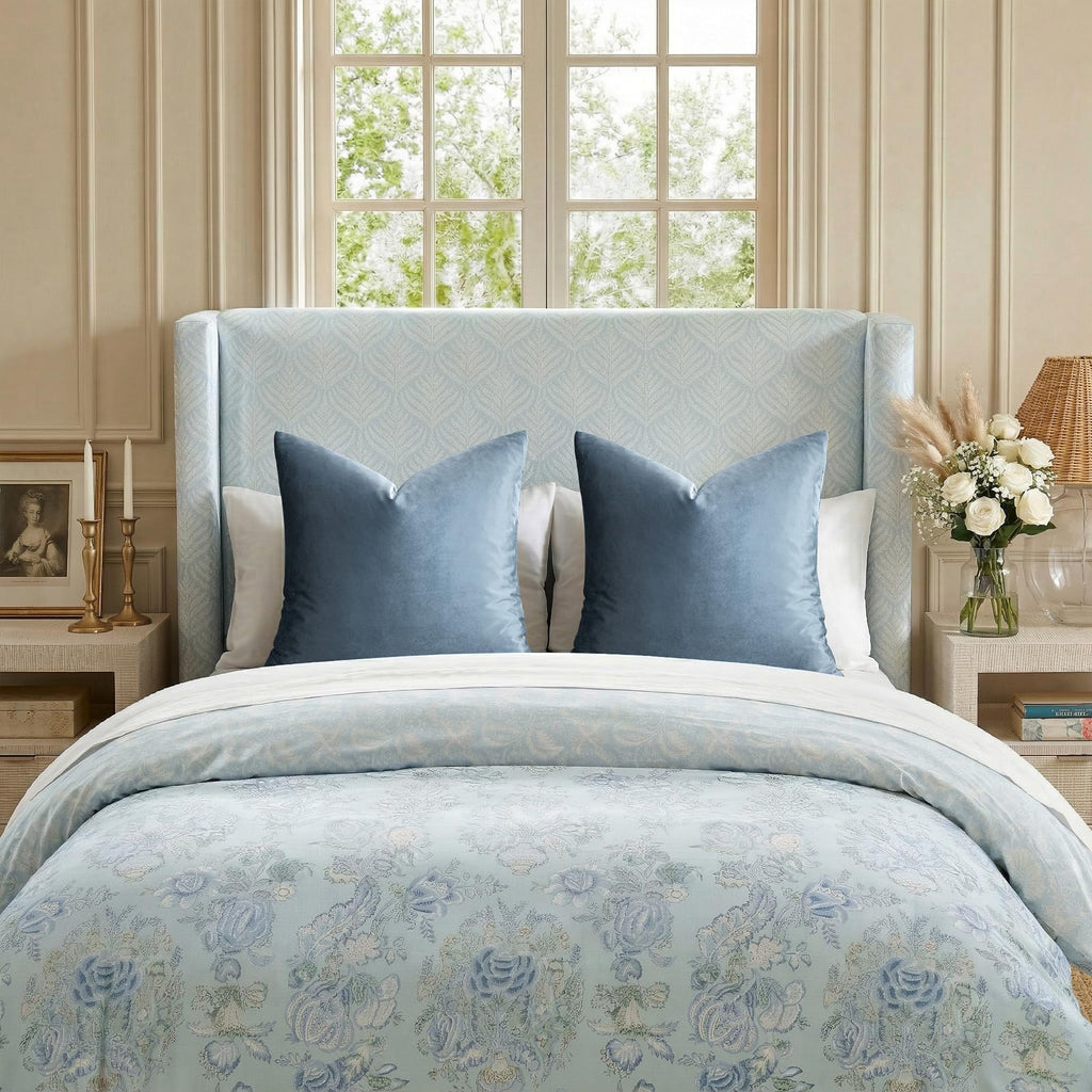 Stone Blue Velvet Throw Pillow Covers 24x24 Pack of 2