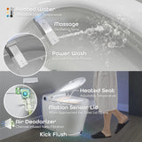 Intelligent Smart Toilet and Bidet Combo with Hands-Free Auto Open and Close, Instant Heated Water, Air Dryer, Heated Seat, Auto Flush, Night Light