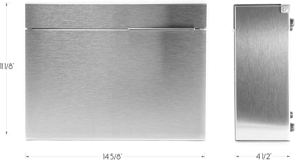 Vsons Modern Design Mailbox, Wall-Mount Mailbox Vsons Design Mitch SE (Brushed Stainless Steel with Engraved Numbers)