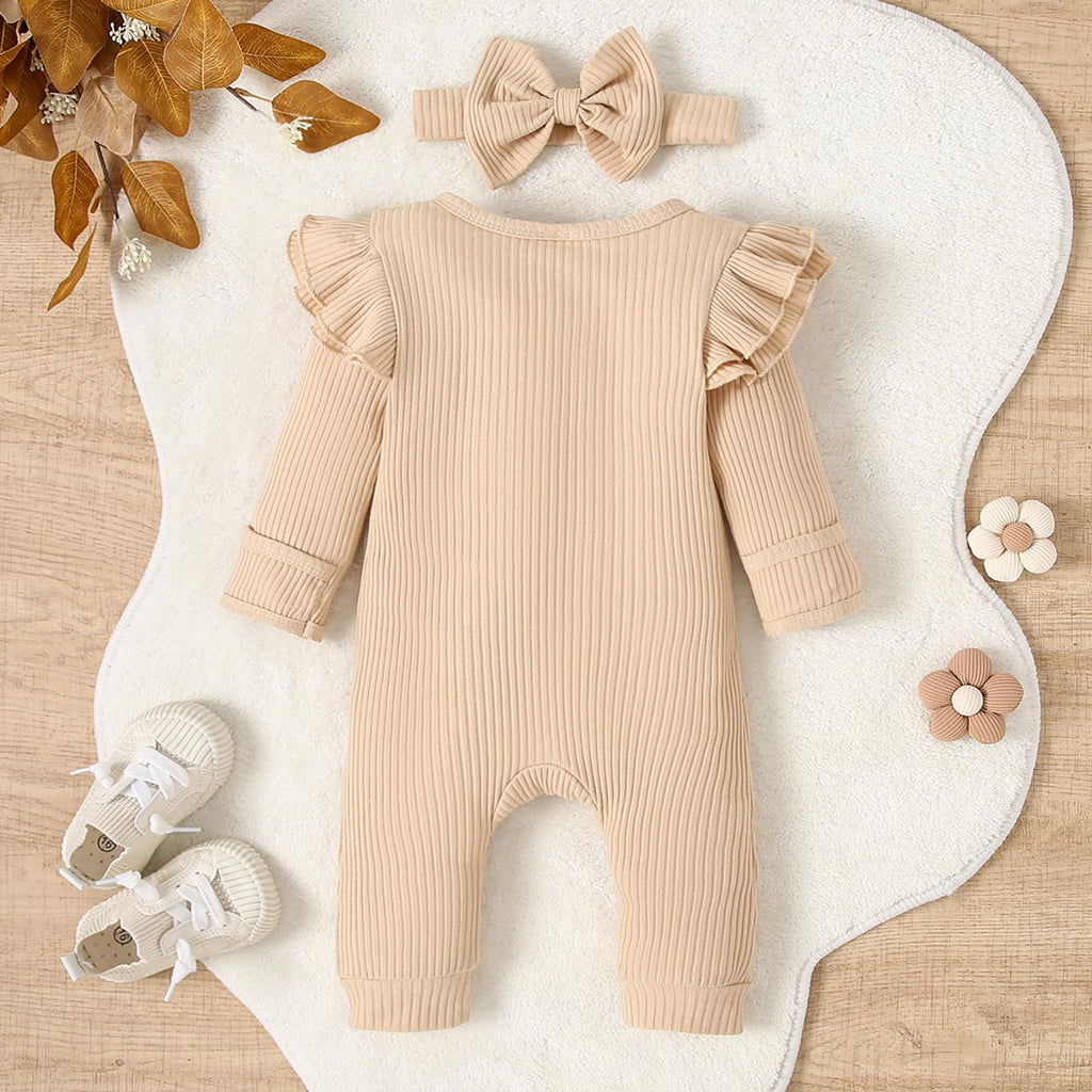 Newborn Baby Girl Romper Zip Ruffle Bodysuit One Piece Jumpsuit Baby Girl Clothes Coming Home Outfits