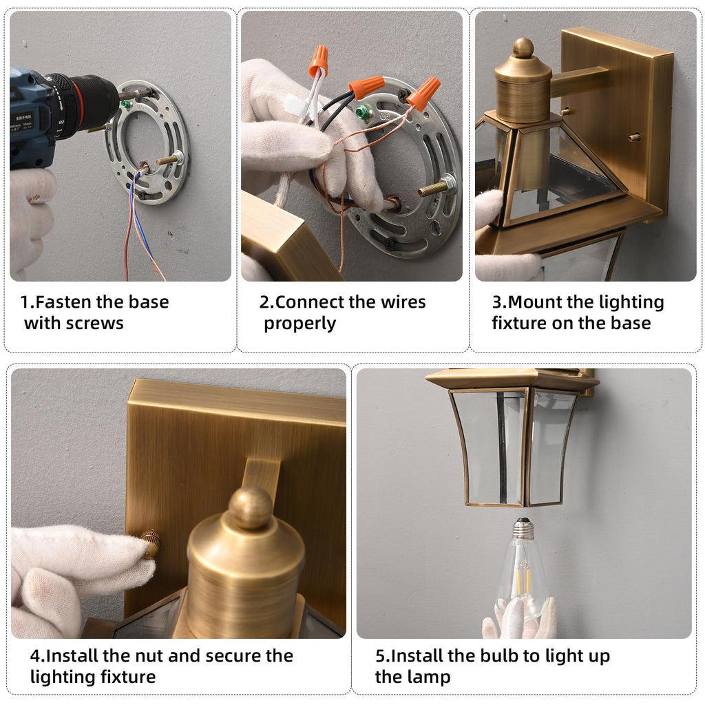 Brass Exterior Sconces, Outdoor Wall Light Fixtures for Front Porch