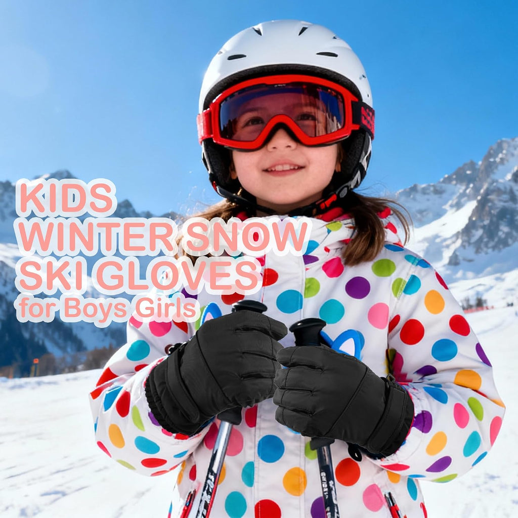Kids Winter Ski Gloves Touchscreen and Waterproof Warm Snow Gloves for Snowboarding, Sledding for Boys Girls