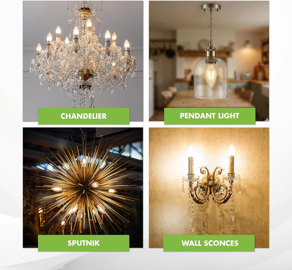 Dimmable LED Candelabra Bulbs, E12 B11, 60W Eq, 2700K