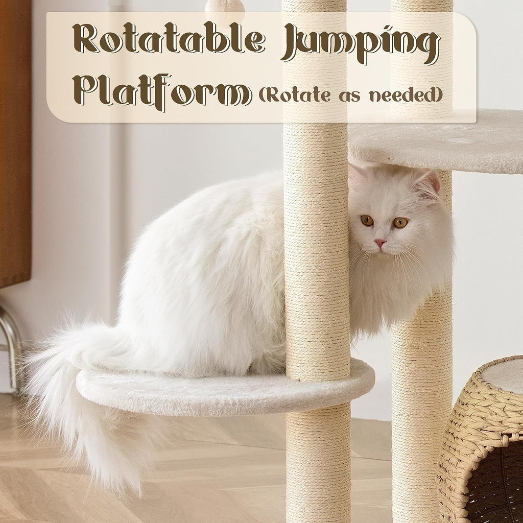 Modern Cat Tree, Hand-Woven Condo & Top Perch, cat Houses & Condos