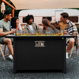 45″ Outdoor Propane Fire Pit Table – 50000 BTU Rectangular Patio Fire Table with Glass Wind Guard, Cover & Fire Glass – Modern Gray Steel Outdoor - Image 8