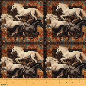 Horse Chairs Galloping Upholstery Fabric 10 Yards Girls Soft