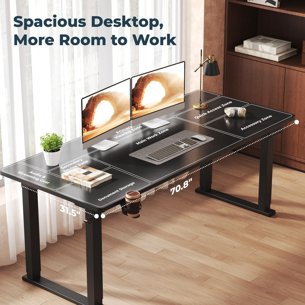 71x31 4 Leg Dual Motor Standing Desk