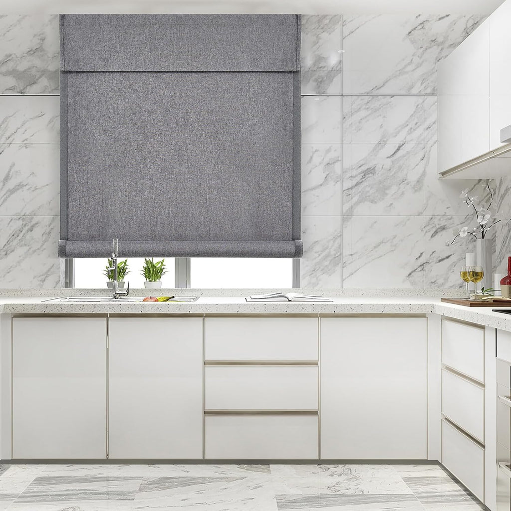 Cordless Blackout Door Curtains, Triple Layers 100% Light Blocking & UV Protect, Noiseless Adjustable Roller Shade