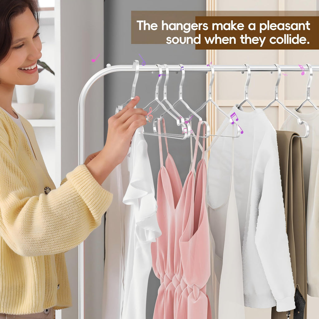20 Pack Matte Silver Aluminum 0.31" Widen Metal Coat Hangers