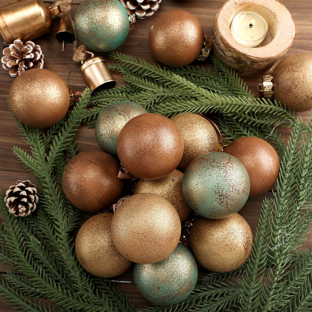 Neutral Christmas Ornament 2.36'' Textured Tree Decor,Aged - Set of 24