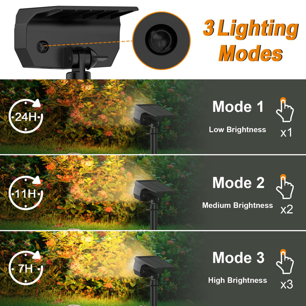 Solar Spot Lights Outdoor IP67 Waterproof, 4 Pack/76 LED, Warm White