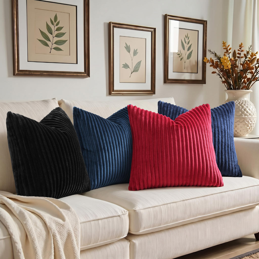 Fall Soft Blue Flannel Throw Pillow Covers 12X20 Set of 2