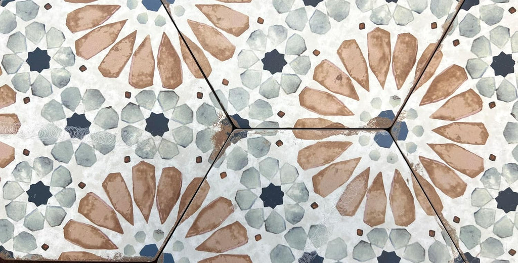 8.75x10 Watercolor Delicado European Porcelain Hexagon Tile Wall Floor Indoor Outdoor 4 Pieces