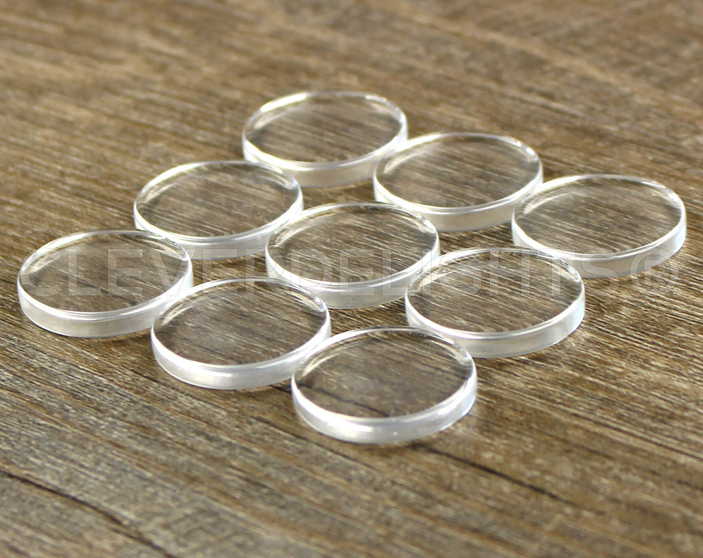 25mm (1 Inch) Round Flat Glass Tiles - 50 Pack