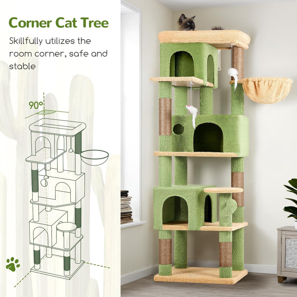 Cactus Corner Cat Tree, 66in Multi-Level Climbing Tower