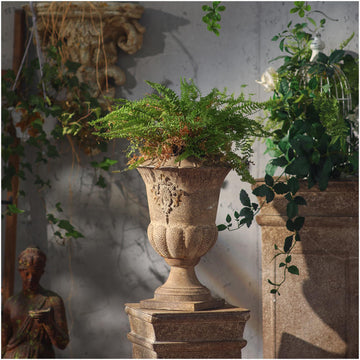 16inch Tall Vintage Garden Iron Urn Planters for Indoor and Outdoor Plants, European Retro Style Classic Metal