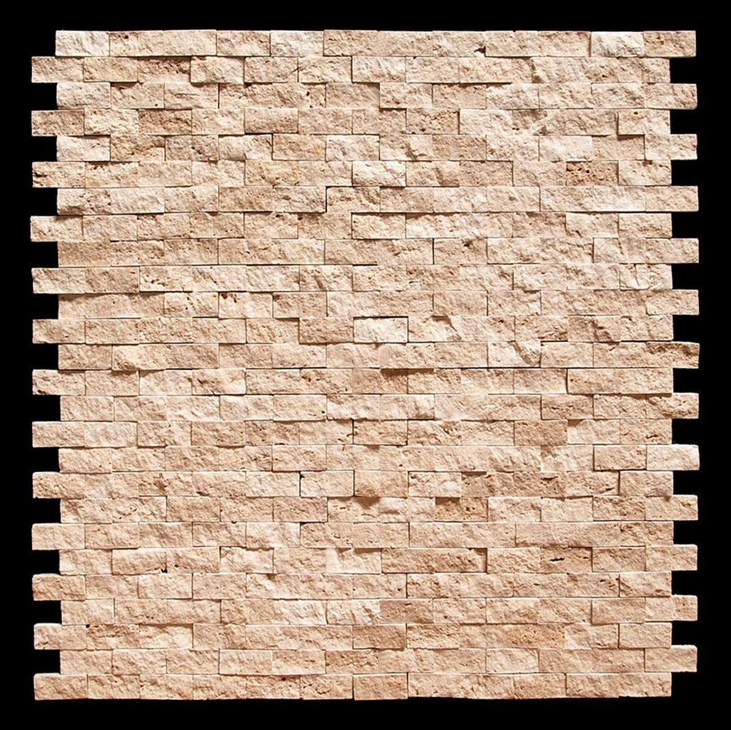 Light 1 X 2 Split Face Travertine Mosaic Tile