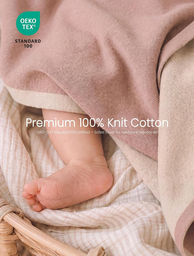 Baby Blanket Cotton Knit: Stretchy for Newborn Receiving Swaddle