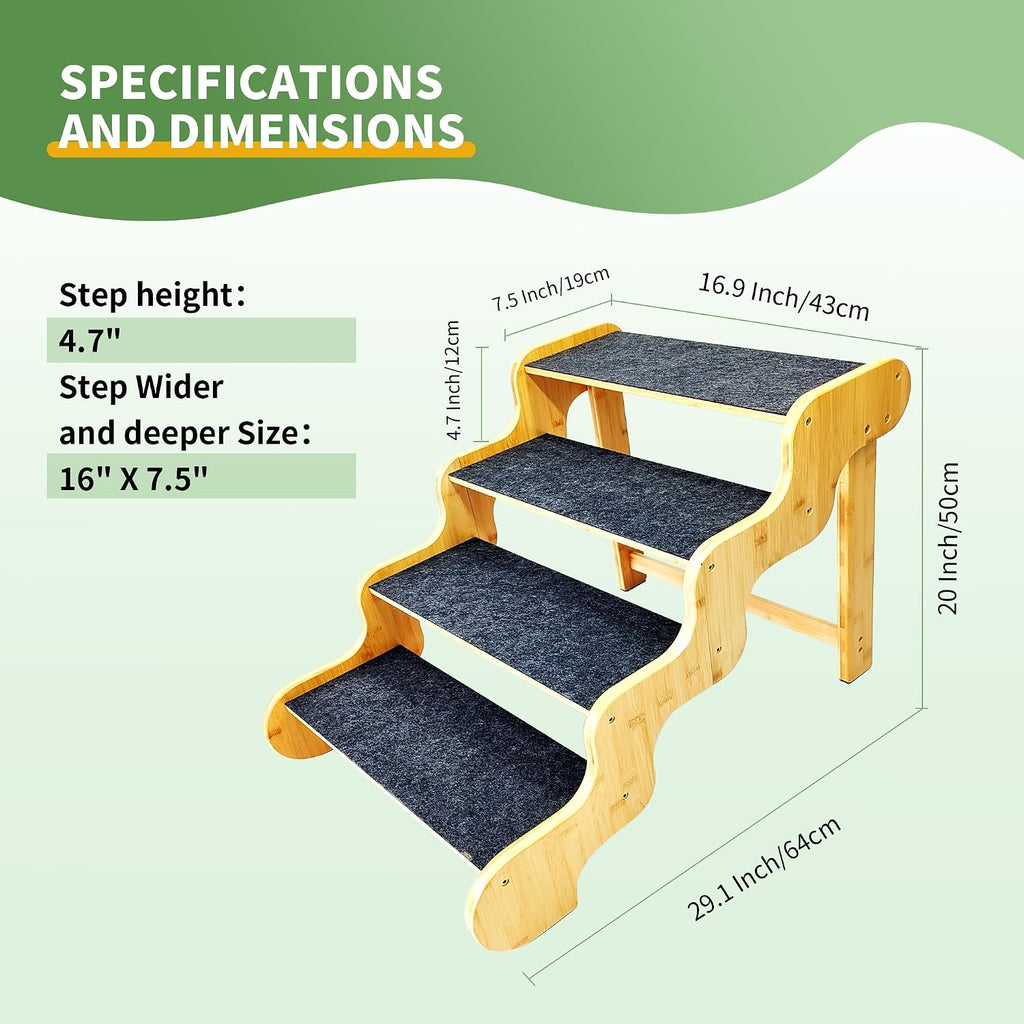 Dog Stairs for Large & Older Dogs, 4-Steps, 20" High, Supports Up to 160 LB