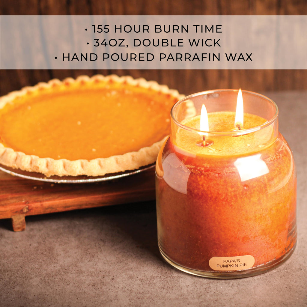 Papa's Pumpkin Pie - 34oz Papa Scented Candle Jar with Lid - Keepers of the Light - 155 Hours of Burn Time, Gift for