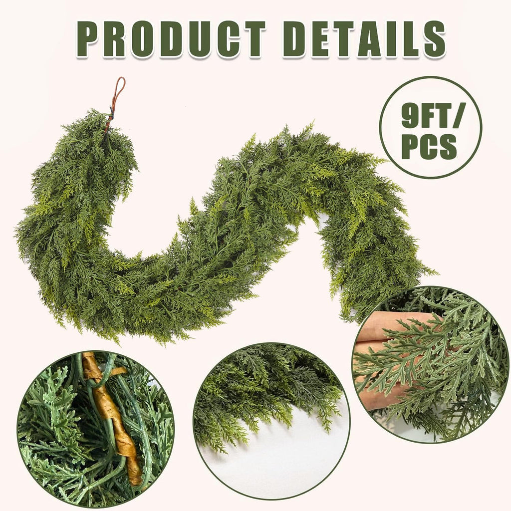 Real Touch Cedar Garland,Realistic Faux Pine Garlands