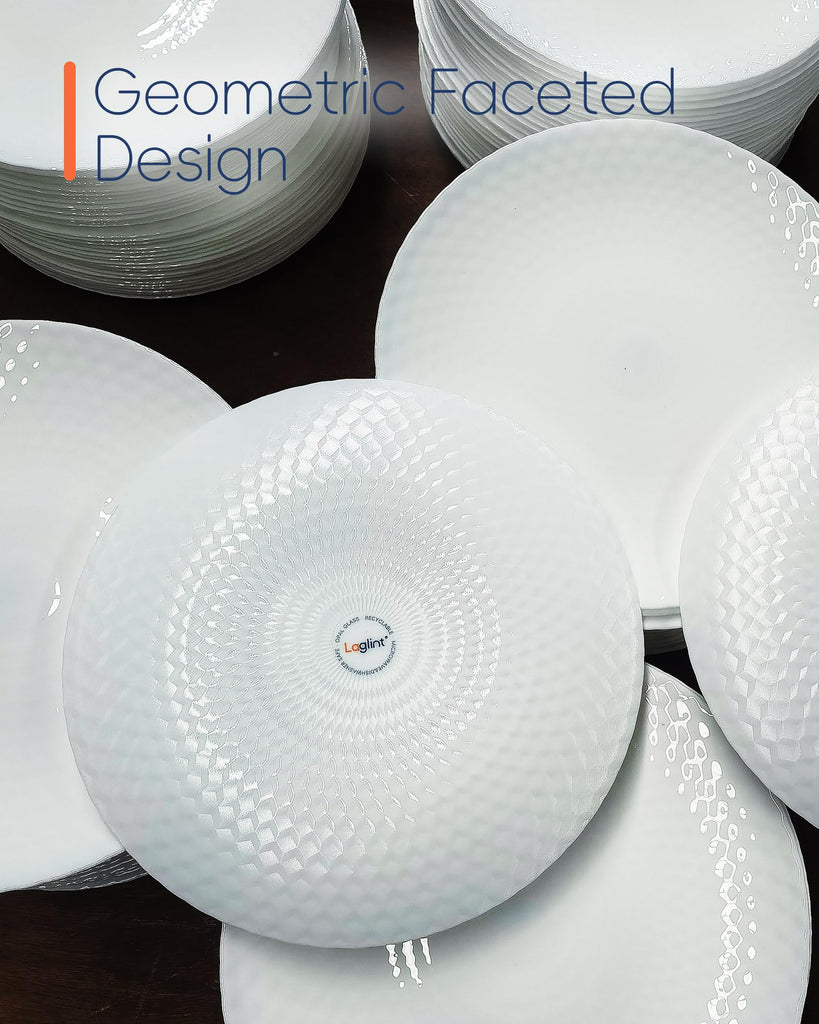 Dinnerware Sets for 4, 12 Piece White Opal Glass Dish Set