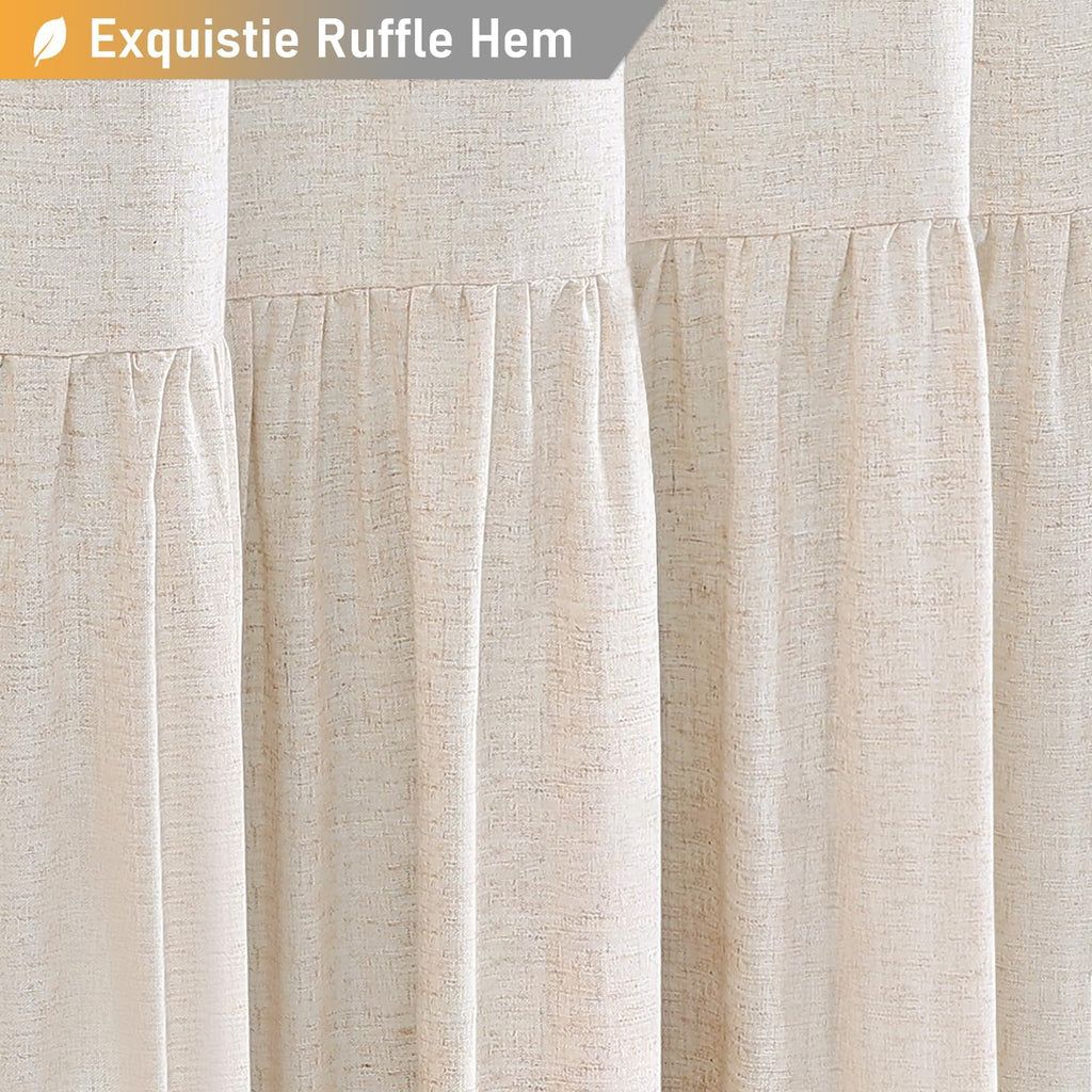 Stall Linen Ruffle Farmhouse Cloth, 54x78, Beige/Cream
